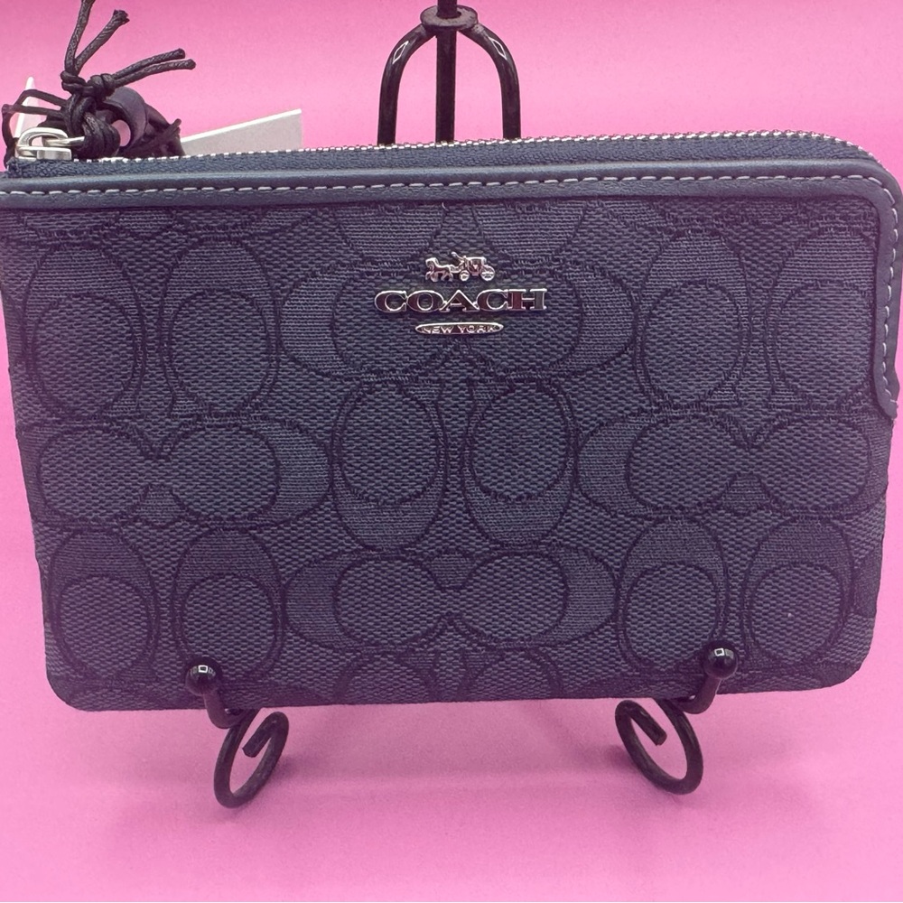 Coach Dark Denim Signature Wristlet
